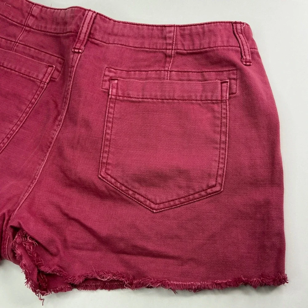 American Eagle Pink Shorts Womens Size 8 Button Fly Raw Hem Patch Pocket 5098